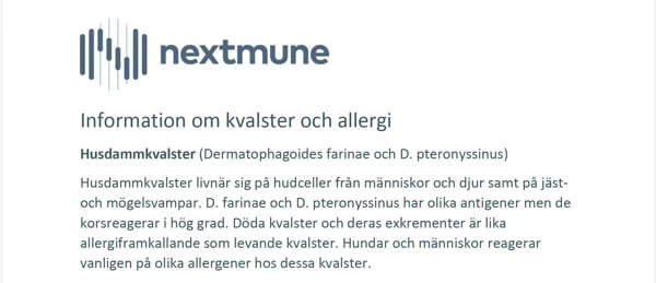 Information om kvalster och allergi